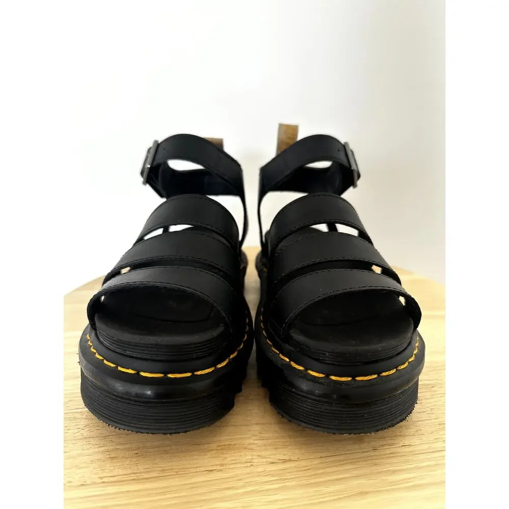 Dr. Martens Vegan Blaire Platform Sandals Black Strappy Women's Size 5 US / 3 UK
